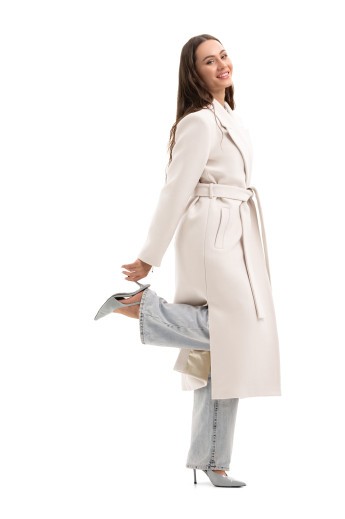 Пряме демісезонне пальто «Одрі» молоко