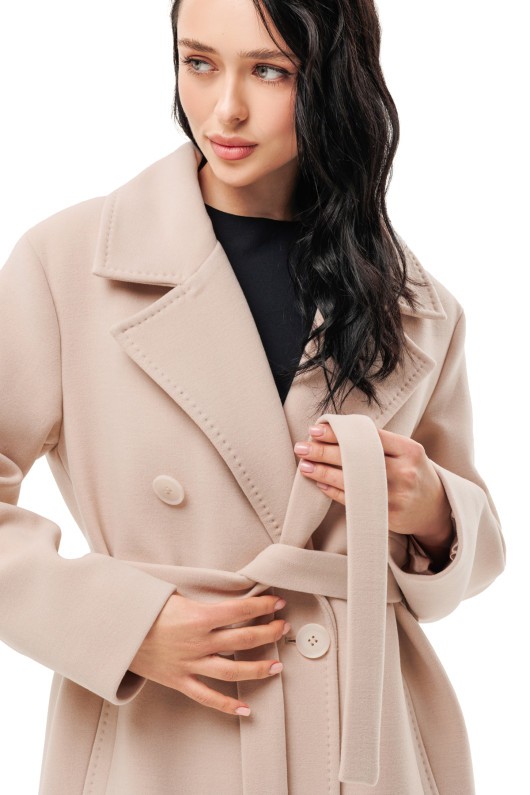 Довге вишукане пальто зі шліцею «Річі» бежевий