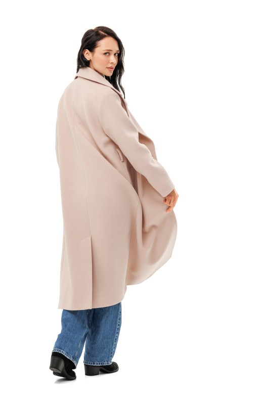 Довге вишукане пальто зі шліцею «Річі» бежевий