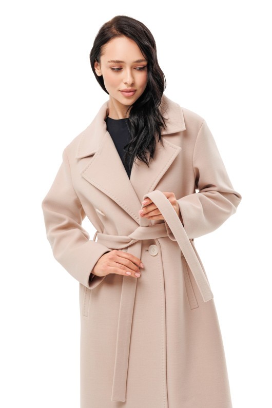 Довге вишукане пальто зі шліцею «Річі» бежевий