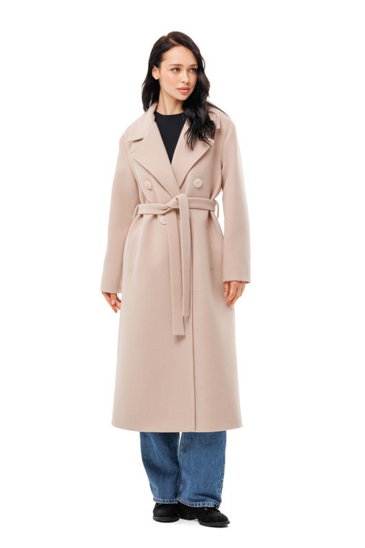 Довге вишукане пальто зі шліцею «Річі» бежевий