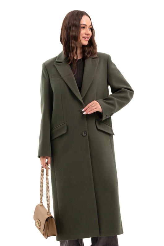 Довге пальто зі шліцею «Місті» оливковий
