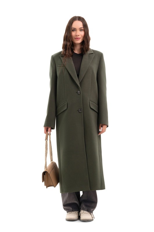 Довге пальто зі шліцею «Місті» оливковий