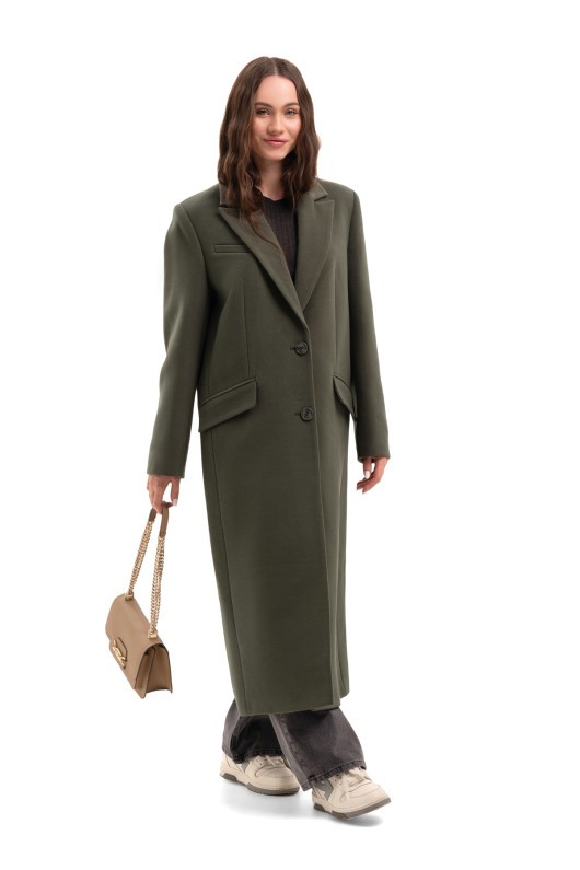 Довге пальто зі шліцею «Місті» оливковий