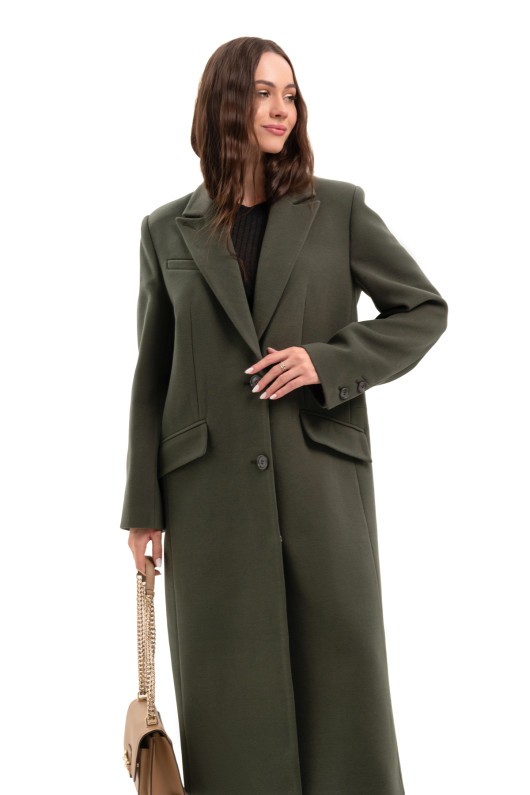 Довге пальто зі шліцею «Місті» оливковий
