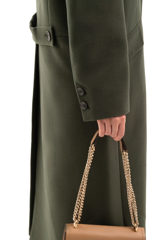 Довге пальто зі шліцею «Місті» оливковий