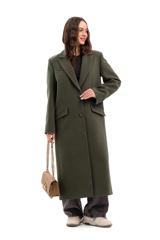 Довге пальто зі шліцею «Місті» оливковий