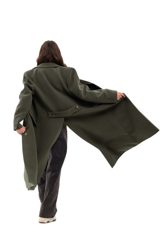 Довге пальто зі шліцею «Місті» оливковий