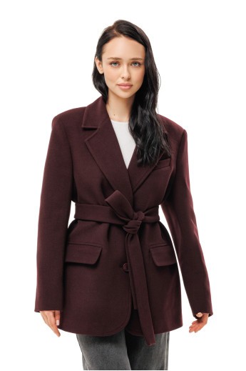 Пальто-піджак із кашеміру «Лав» бургунді