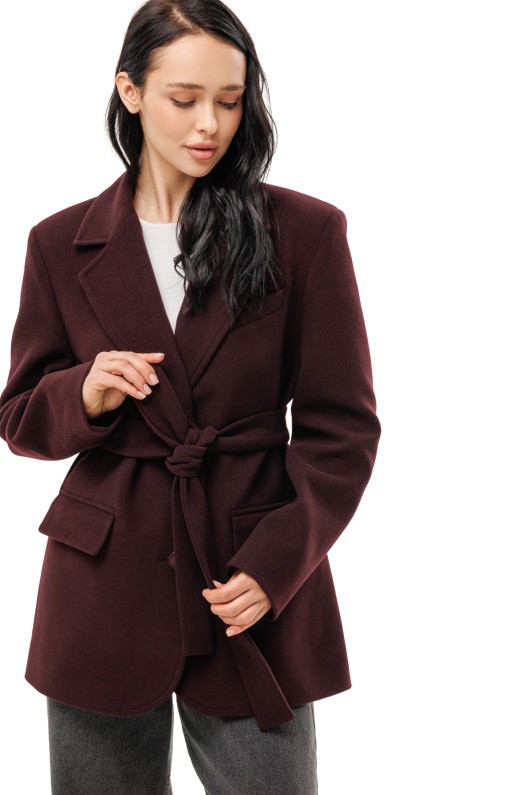 Пальто-піджак із кашеміру «Лав» бургунді