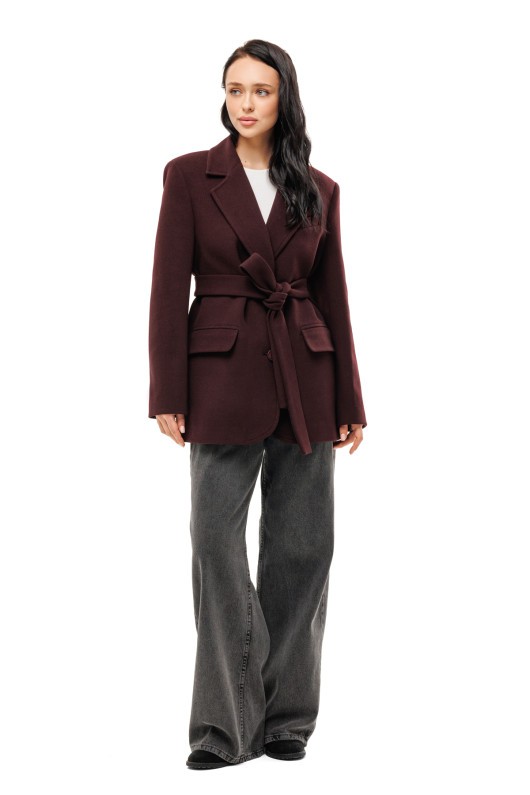 Пальто-піджак із кашеміру «Лав» бургунді