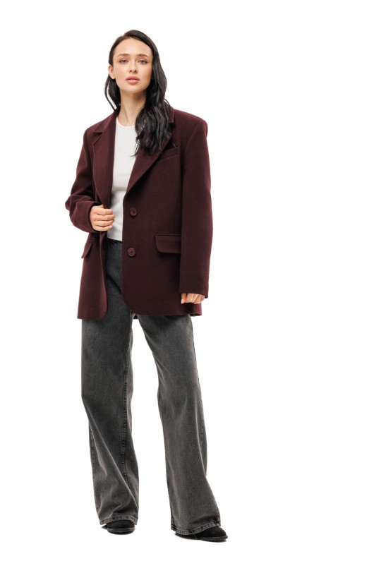Пальто-піджак із кашеміру «Лав» бургунді