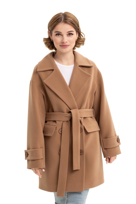 Двобортне пальто оверсайз «Пош» кемел