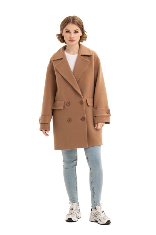 Двобортне пальто оверсайз «Пош» кемел