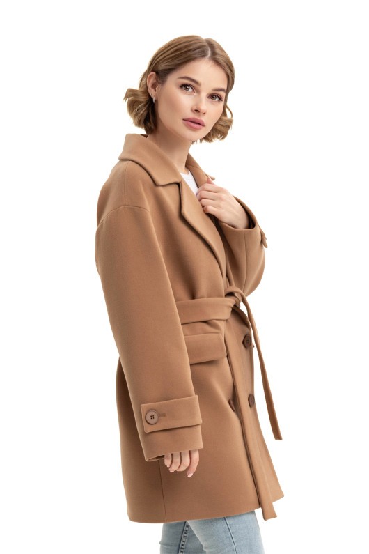 Двобортне пальто оверсайз «Пош» кемел