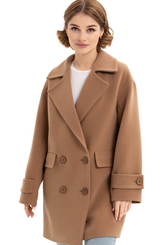 Двобортне пальто оверсайз «Пош» кемел