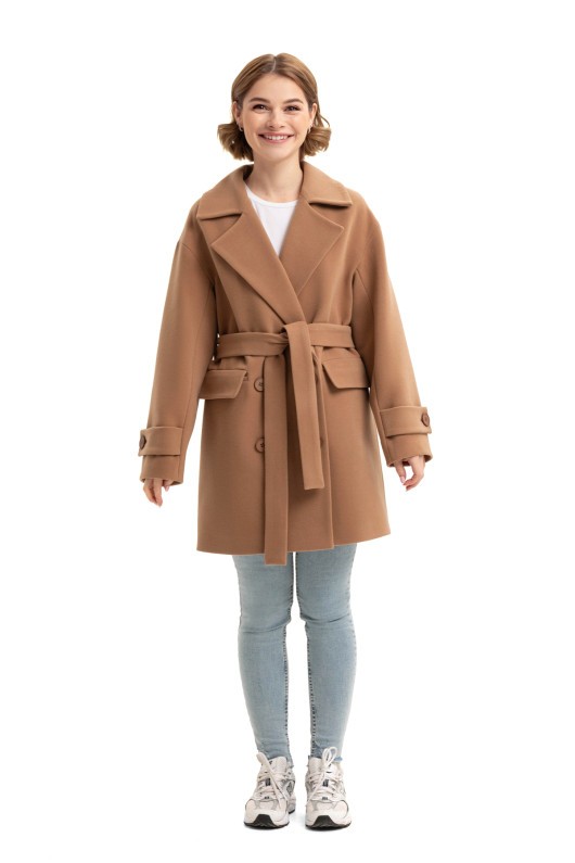 Двобортне пальто оверсайз «Пош» кемел