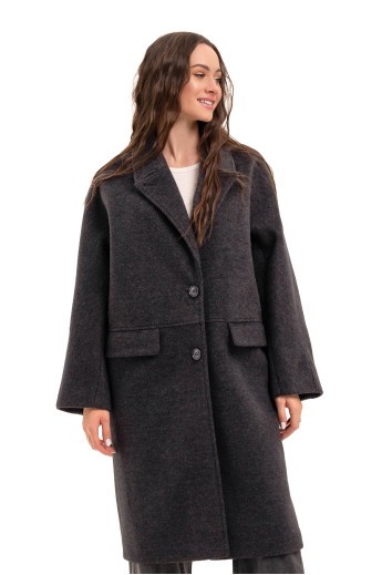 Утеплене оверсайз пальто «Олівер» графіт утеплене