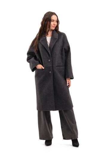 Утеплене оверсайз пальто «Олівер» графіт утеплене