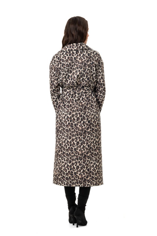 Довге пальто із еко хутра з принтом «Марсія» леопард великий