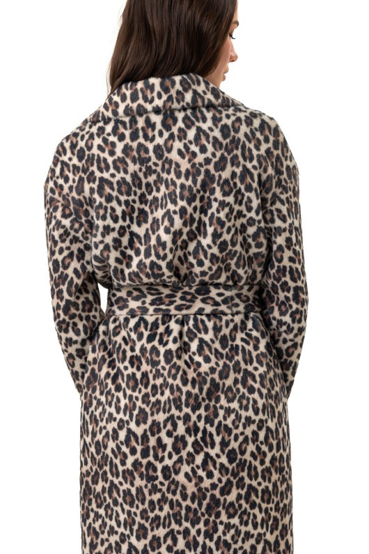 Довге пальто із еко хутра з принтом «Марсія» леопард великий