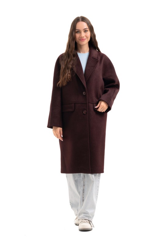 Утеплене оверсайз пальто «Олівер» бургунді утеплене