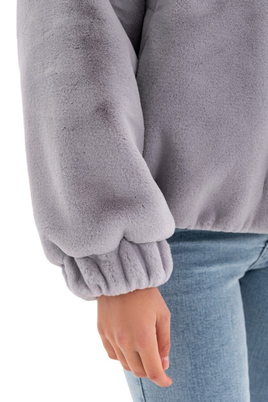 Коротка шубка еко кролик «Лолі» сіра утеплене