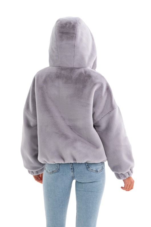 Коротка шубка еко кролик «Лолі» сіра утеплене