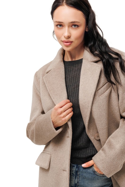 Ворсисте пальто-піджак «Лав» бежеве