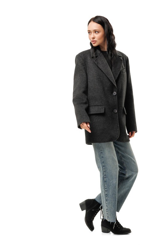 Ворсисте пальто-піджак «Лав» графіт