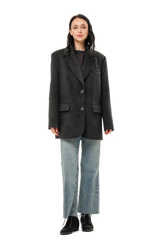 Ворсисте пальто-піджак «Лав» графіт