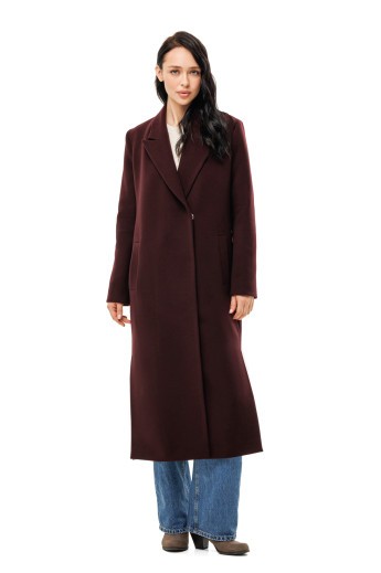 Пряме демісезонне пальто «Одрі» бургунді