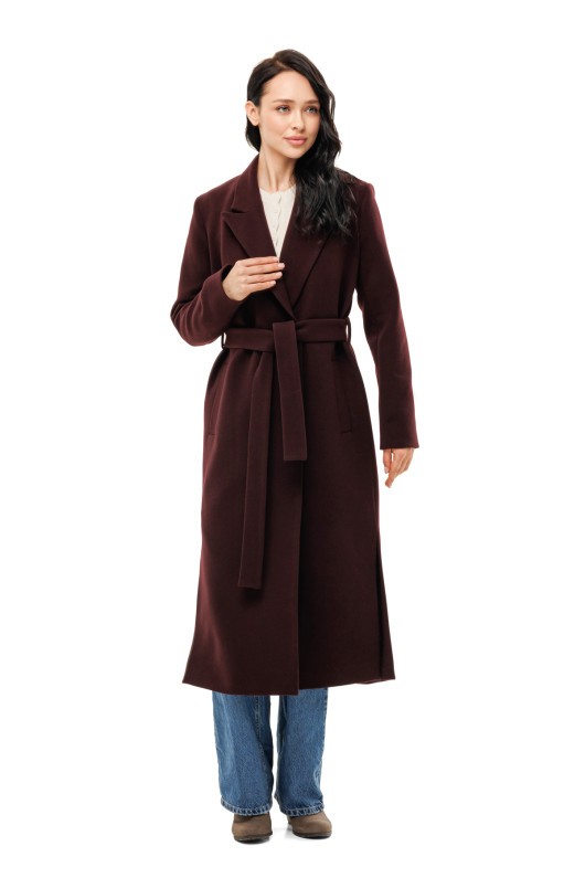 Пряме демісезонне пальто «Одрі» бургунді