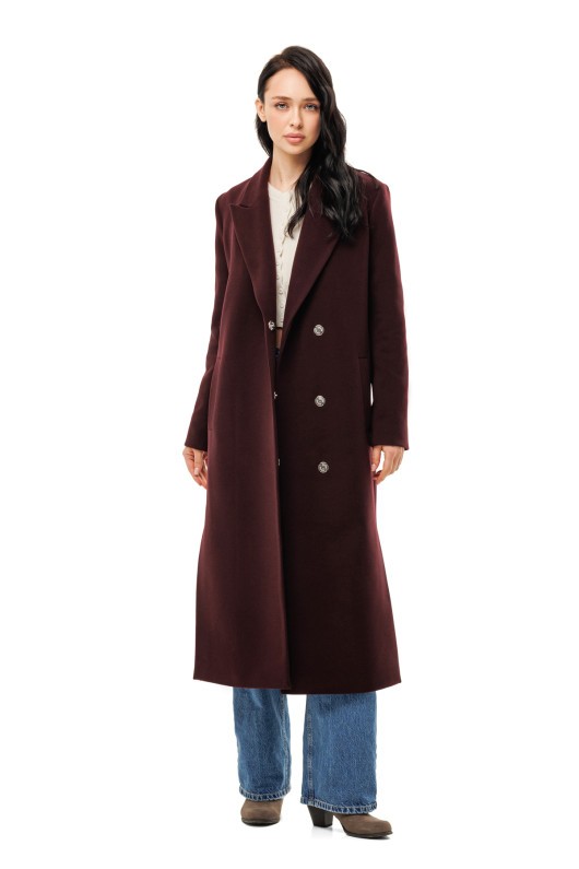 Пряме демісезонне пальто «Одрі» бургунді