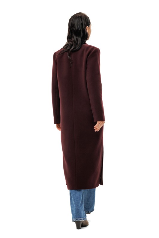 Пряме демісезонне пальто «Одрі» бургунді