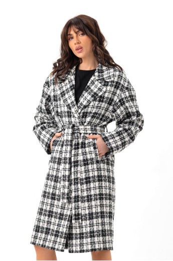 Пальто із твіду «Кліо» чорно-біле