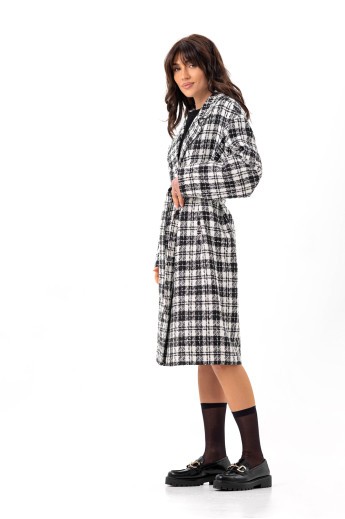 Пальто із твіду «Кліо» чорно-біле