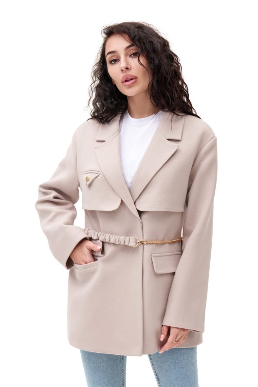 Коротке кашемірове пальто «Соло» бежеве