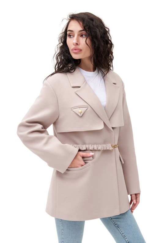 Коротке кашемірове пальто «Соло» бежеве