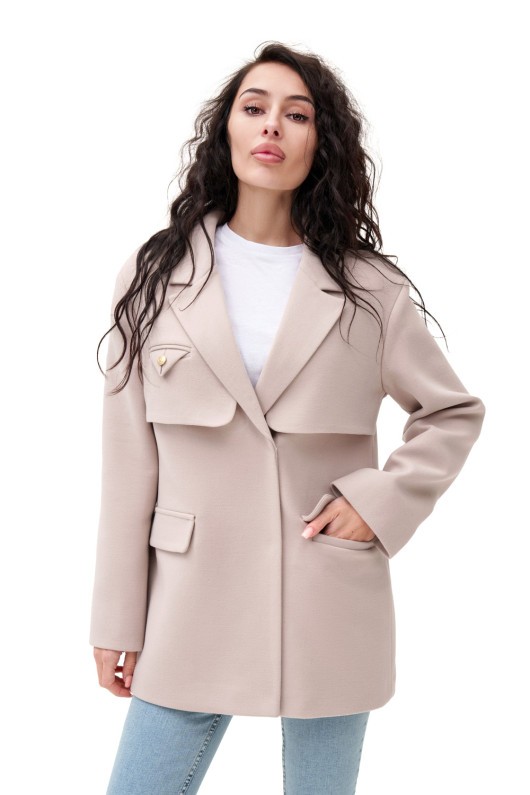 Коротке кашемірове пальто «Соло» бежеве