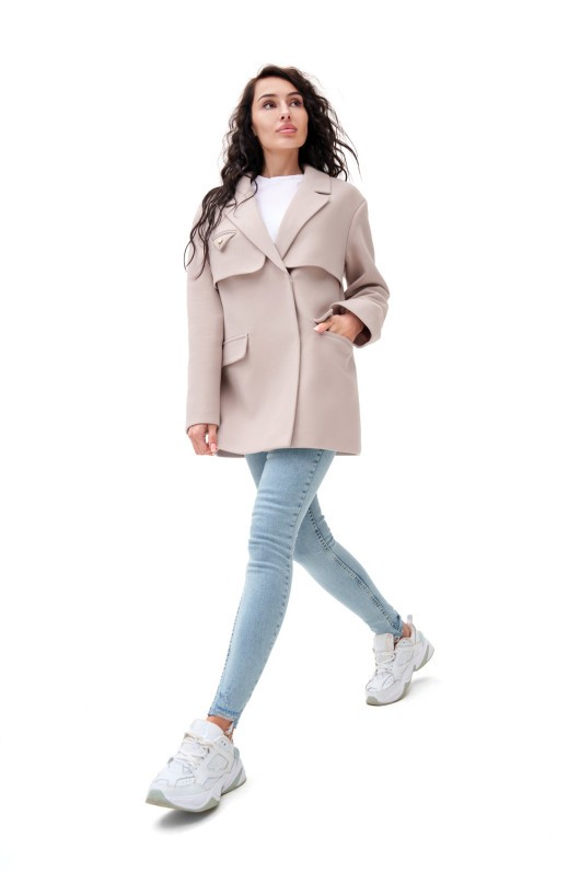 Коротке кашемірове пальто «Соло» бежеве