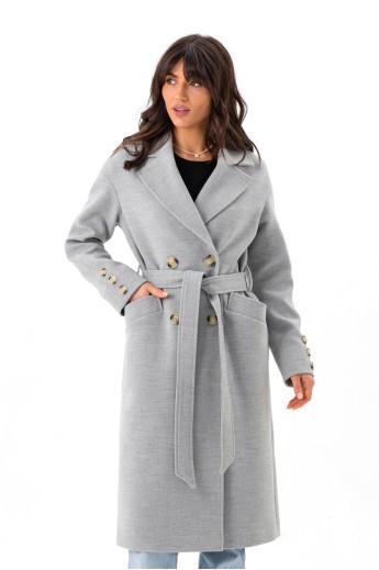 Пальто середньої довжини «Ві» сіре