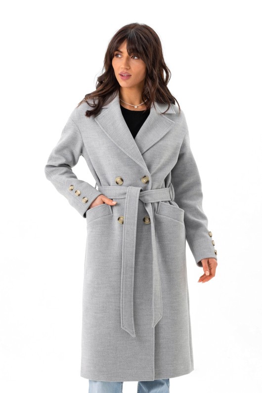 Пальто середньої довжини «Ві» сіре