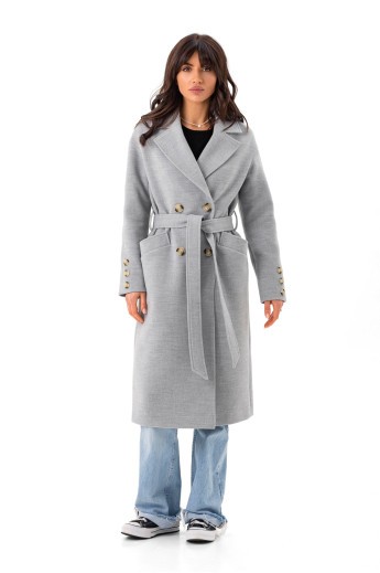 Пальто середньої довжини «Ві» сіре