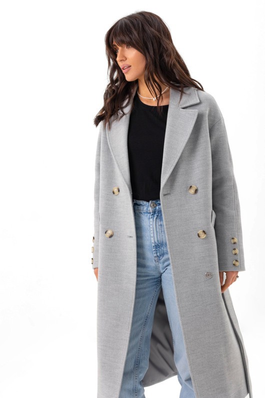 Пальто середньої довжини «Ві» сіре