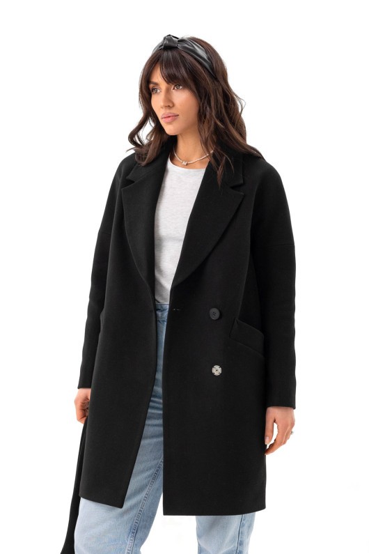 Універсальне пальто із кашеміру «Макс» чорне утеплене