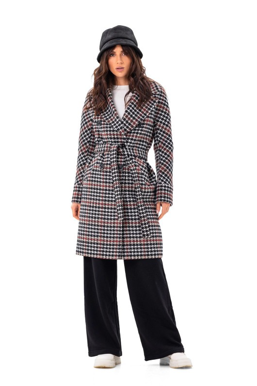 Пальто Келі лапка червоно-чорне