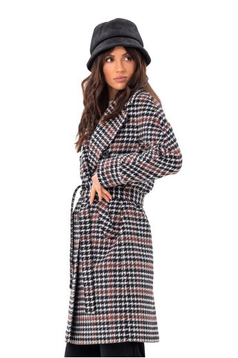 Пальто Келі лапка червоно-чорне