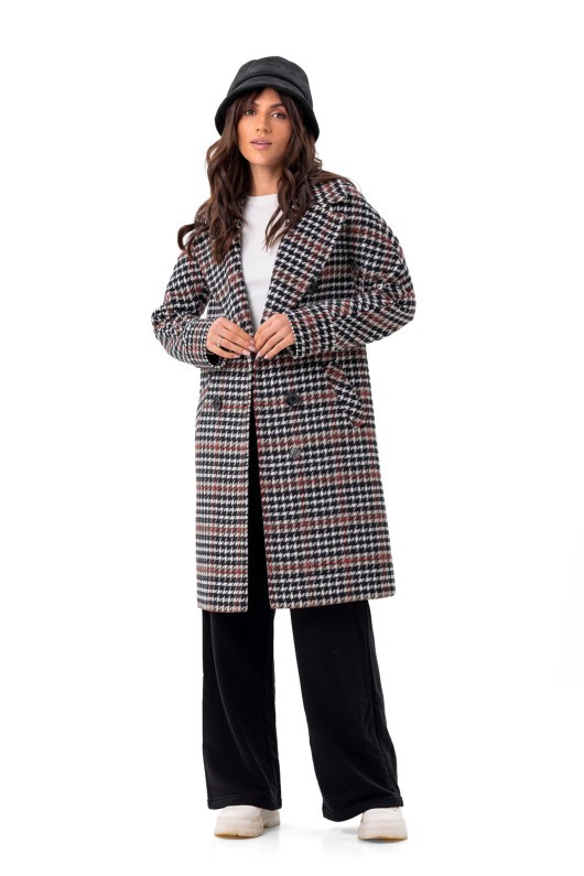 Пальто Келі лапка червоно-чорне