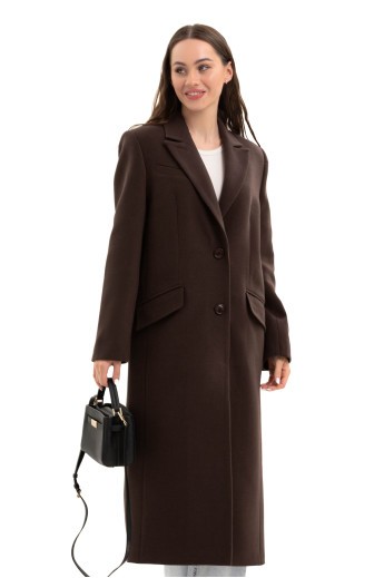 Довге пальто зі шліцею «Місті» шоколад